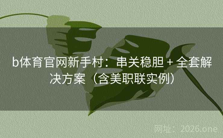 b体育官网新手村：串关稳胆 + 全套解决方案（含美职联实例）